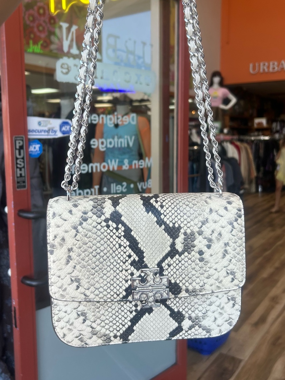 Tory Burch Snake Embossed Shoulder Bag - Picture 2 of 9